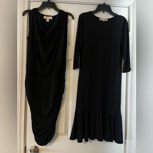 2 Michael Kors Dresses Lot Flounce hem Ruched Black XS